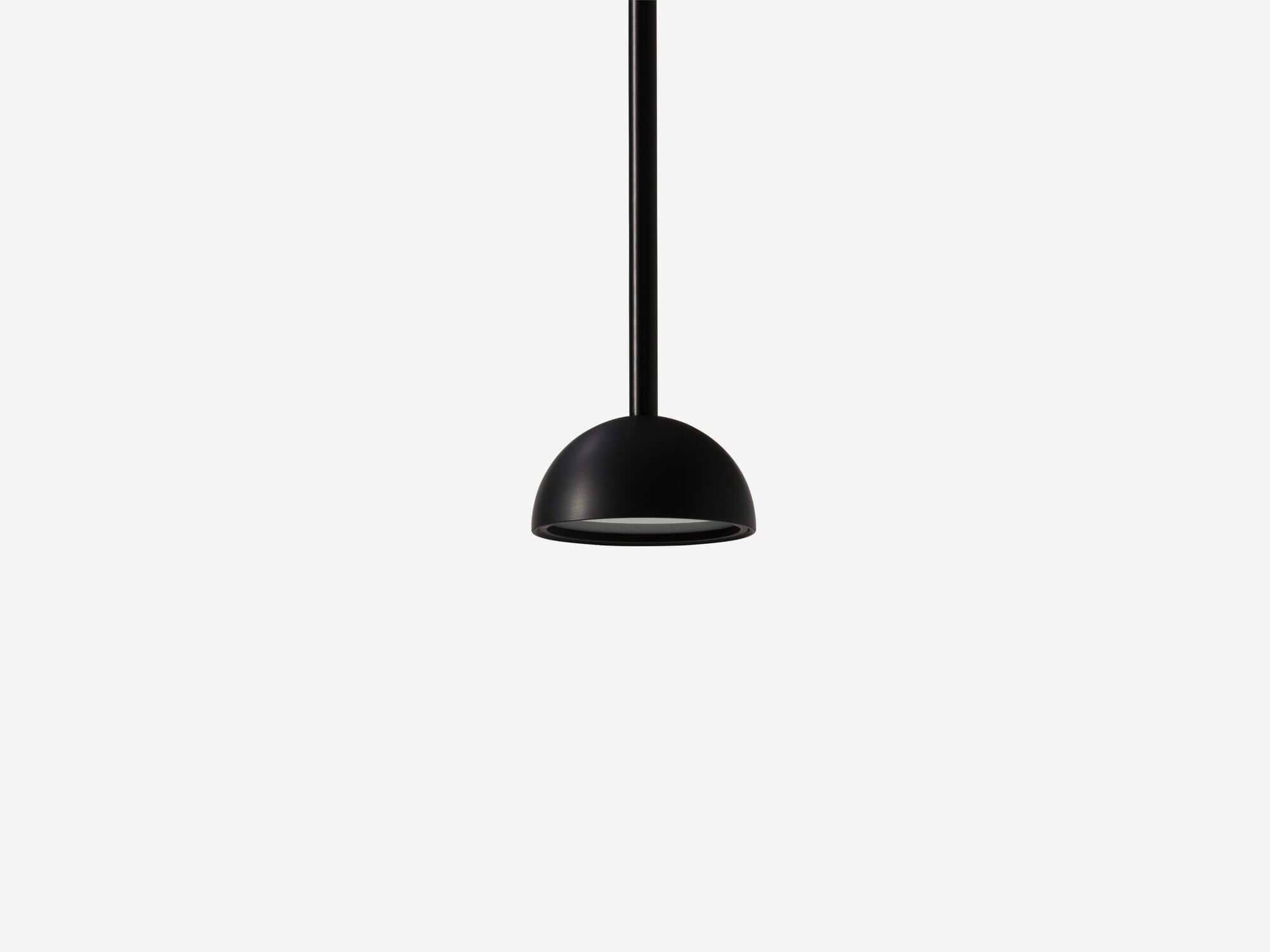 Detail view of black rounded pendant lamp